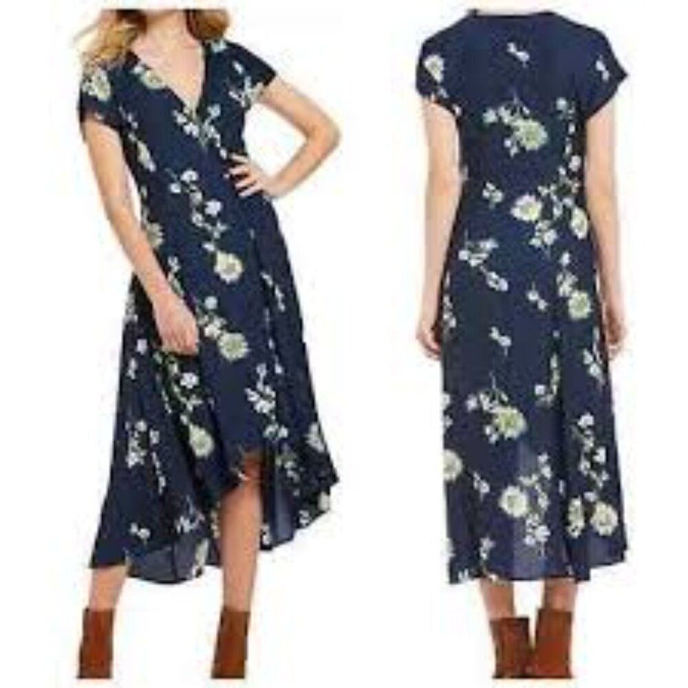 Free People Lost in You midi Dress blue floral xs